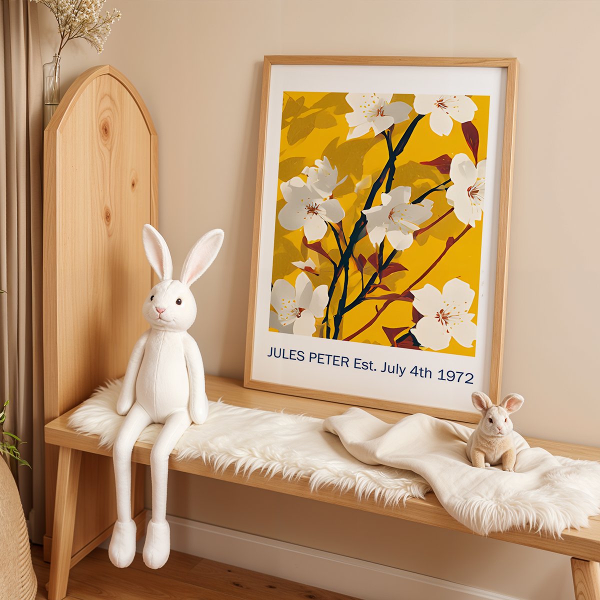 No.40 Personalised fine art flower print on museum gallery quality paper, customise the text to create a lifetime gift