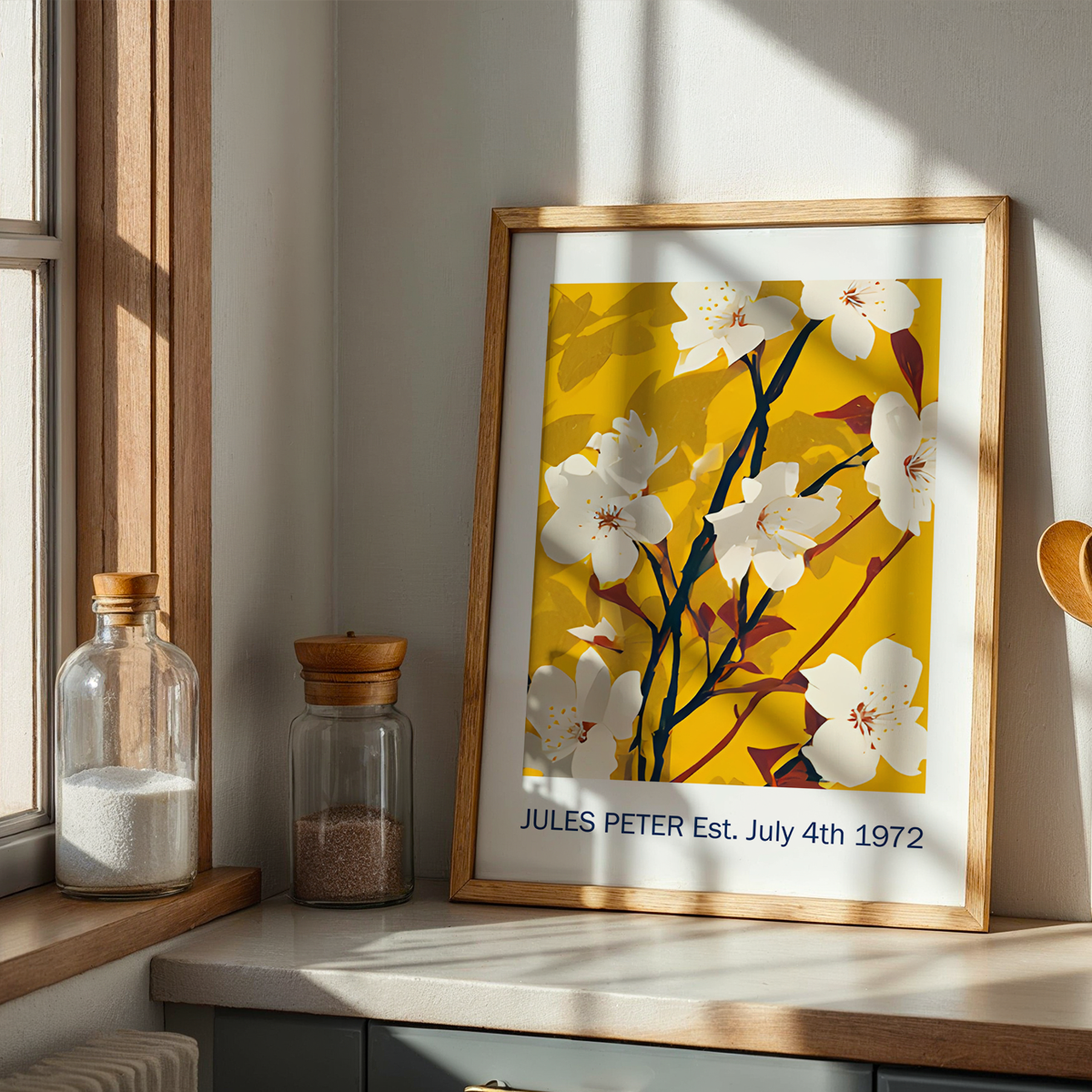 No.40 Personalised fine art flower print on museum gallery quality paper, customise the text to create a lifetime gift