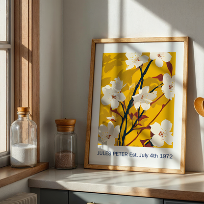 No.40 Personalised fine art flower print on museum gallery quality paper, customise the text to create a lifetime gift