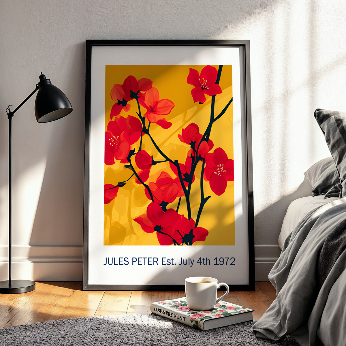 No.41 Personalised fine art flower print on museum gallery quality paper, customise the text to create a lifetime gift