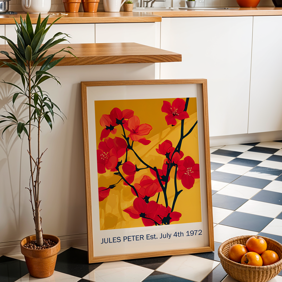 No.41 Personalised fine art flower print on museum gallery quality paper, customise the text to create a lifetime gift