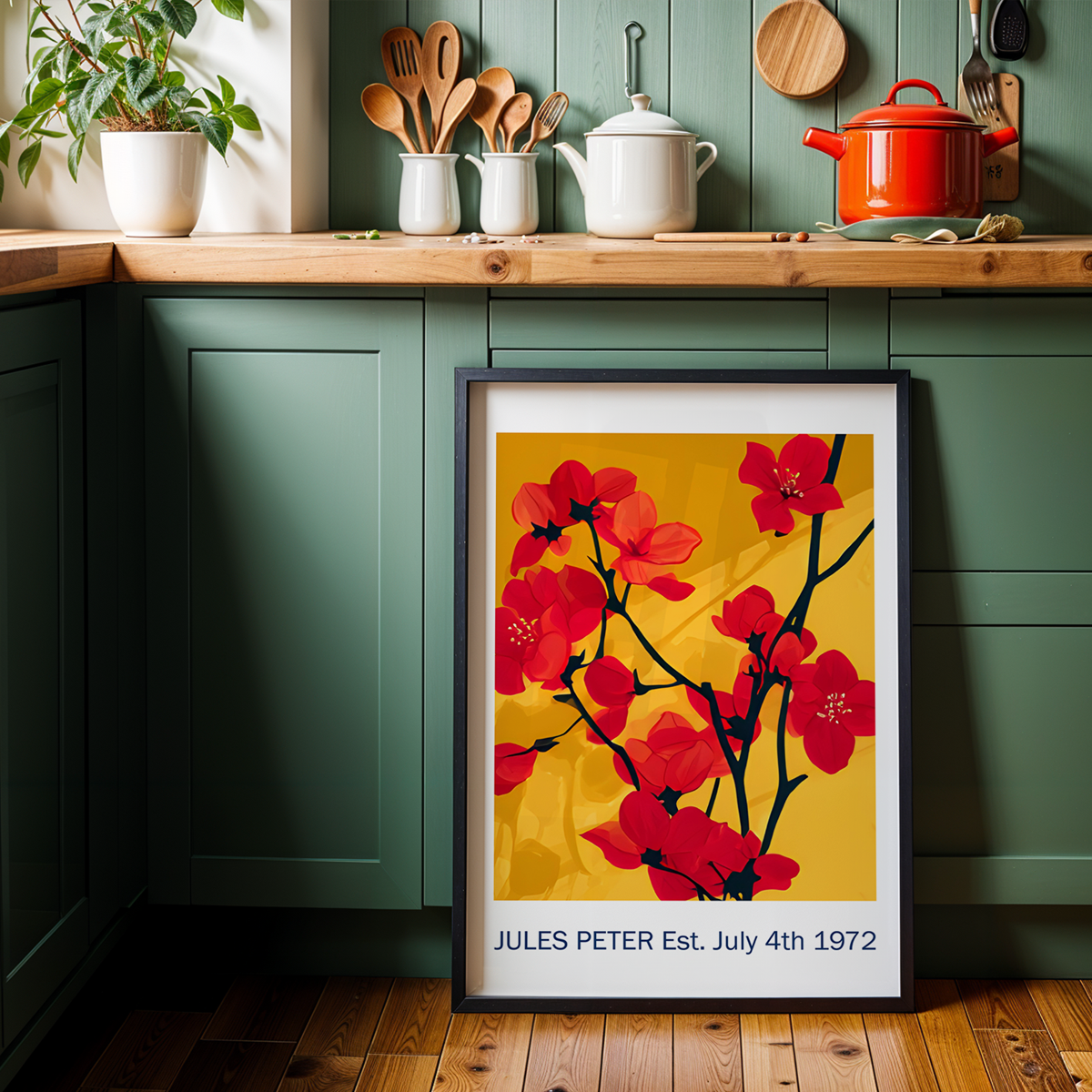 No.41 Personalised fine art flower print on museum gallery quality paper, customise the text to create a lifetime gift