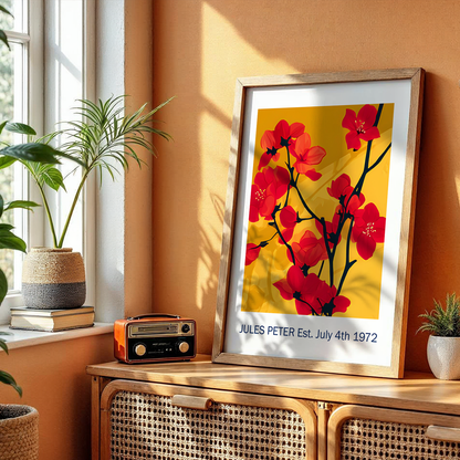 No.41 Personalised fine art flower print on museum gallery quality paper, customise the text to create a lifetime gift