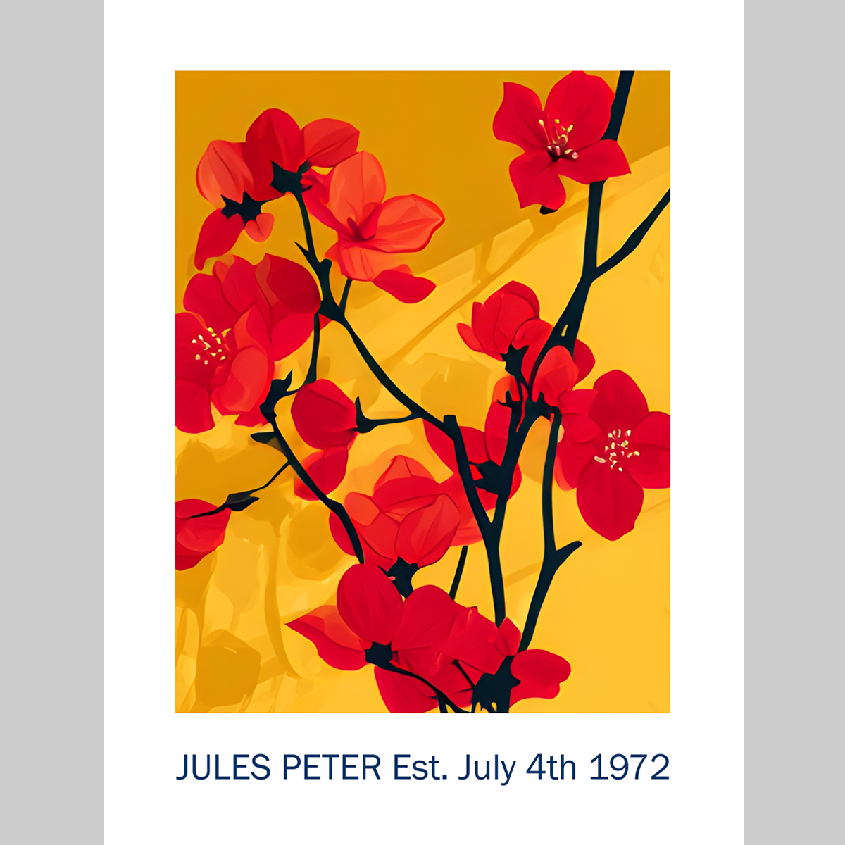 No.41 Personalised fine art flower print on museum gallery quality paper, customise the text to create a lifetime gift