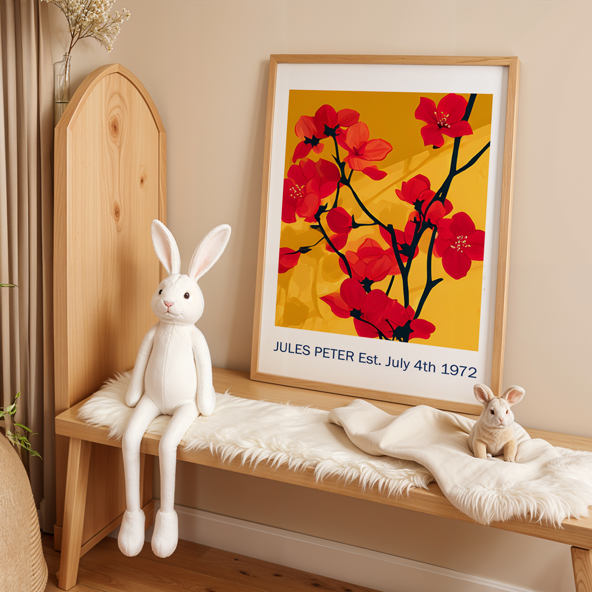 No.41 Personalised fine art flower print on museum gallery quality paper, customise the text to create a lifetime gift