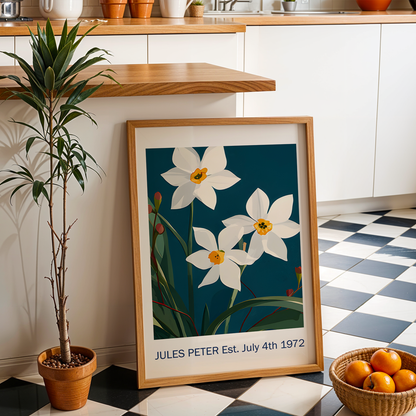 No.42 Personalised fine art flower print on museum gallery quality paper, customise the text to create a lifetime gift