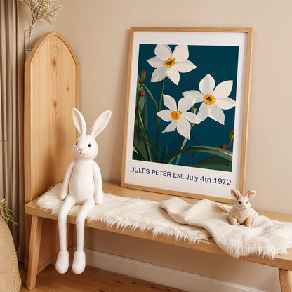 No.42 Personalised fine art flower print on museum gallery quality paper, customise the text to create a lifetime gift