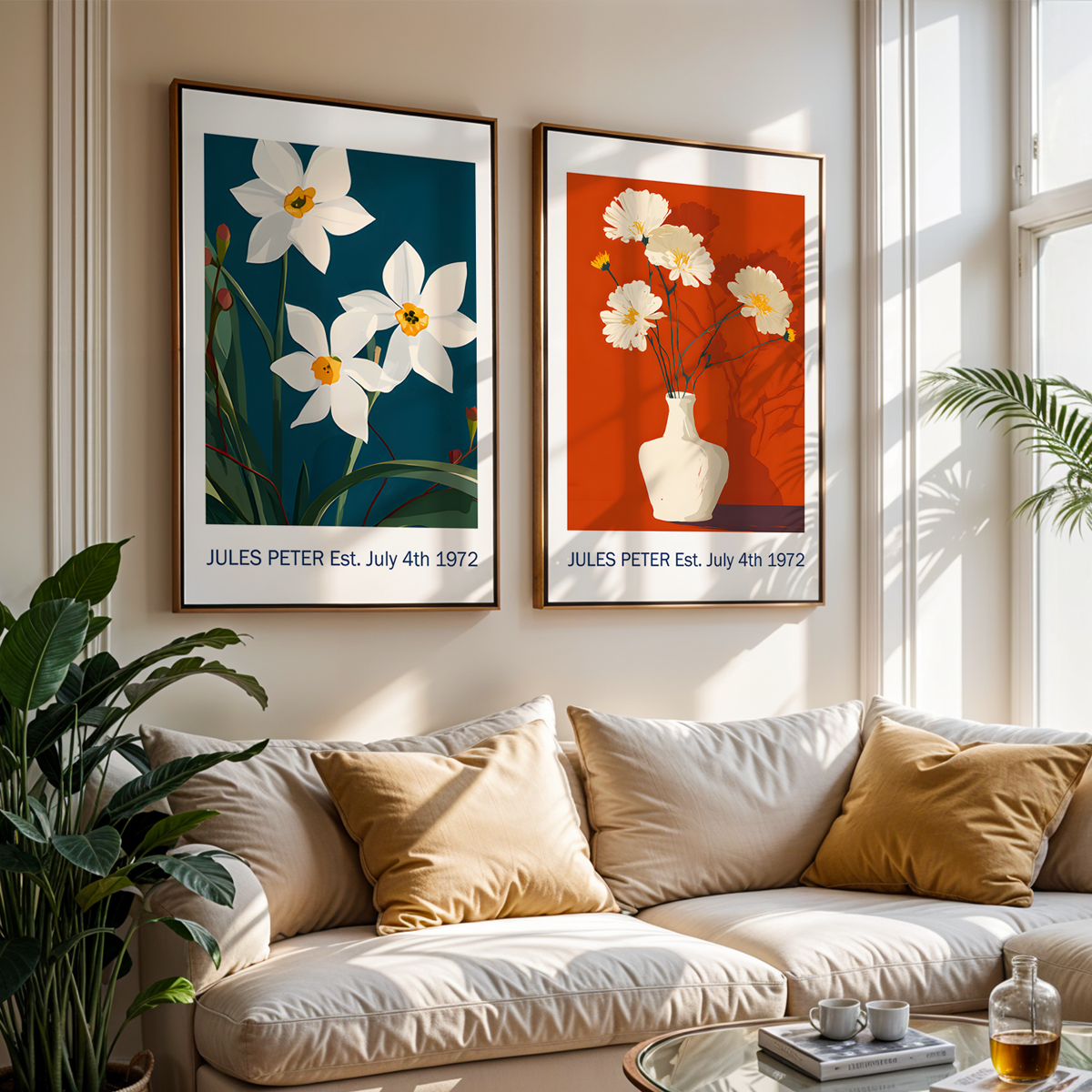 No.42 Personalised fine art flower print on museum gallery quality paper, customise the text to create a lifetime gift