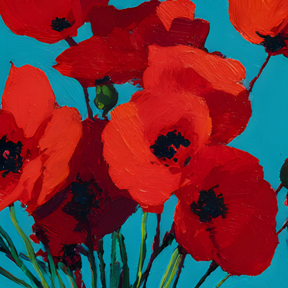 No.20 "August Poppies", Personalised, birth month flower, fine art print on museum grade paper in high quality black wooden frame