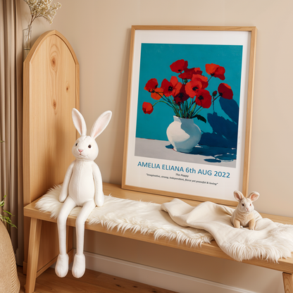 No.08 August Poppies – Personalised Birth Month Flower Fine Art Print on Museum-Quality Paper