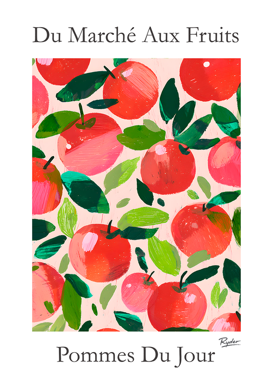 Pommes, Vintage French Market Fruit Poster Collection, Kitchen Wall Art Fruit Print, Vintage Fruit Market Poster, Kitchen Decor, Food Lover Gift
