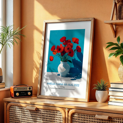 No.08 August Poppies – Personalised Birth Month Flower Fine Art Print on Museum-Quality Paper