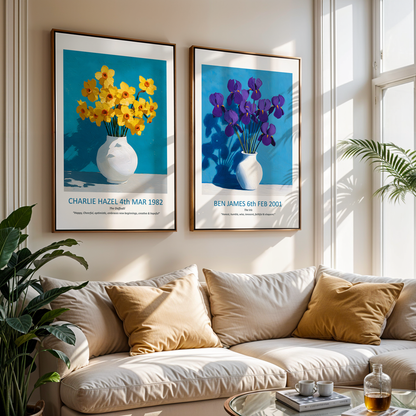 No.02 February Irises – Personalised Birth Month Flower Fine Art Print on Museum-Quality Paper