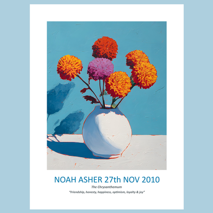 No.11 November Chrysanthemums – Personalised Birth Month Flower Fine Art Print on Museum-Quality Paper