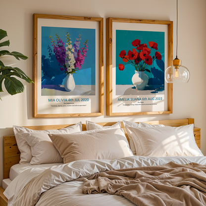 No.08 August Poppies – Personalised Birth Month Flower Fine Art Print on Museum-Quality Paper