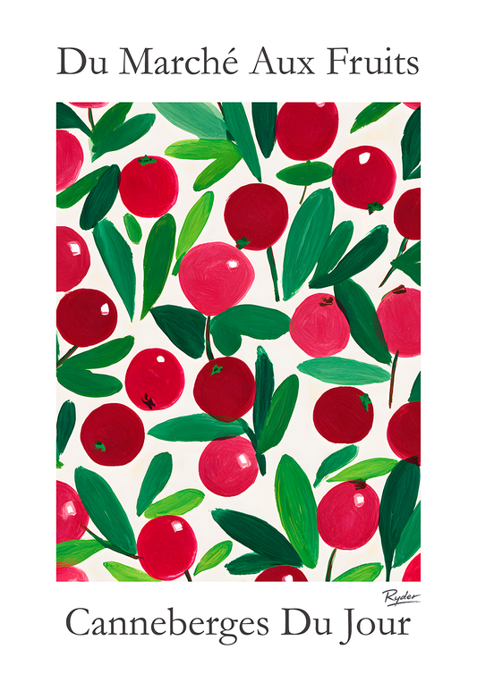 Canneberges, Vintage French Market Fruit Poster Collection, Kitchen Wall Art Fruit Print, Vintage Fruit Market Poster, Kitchen Decor, Food Lover Gift