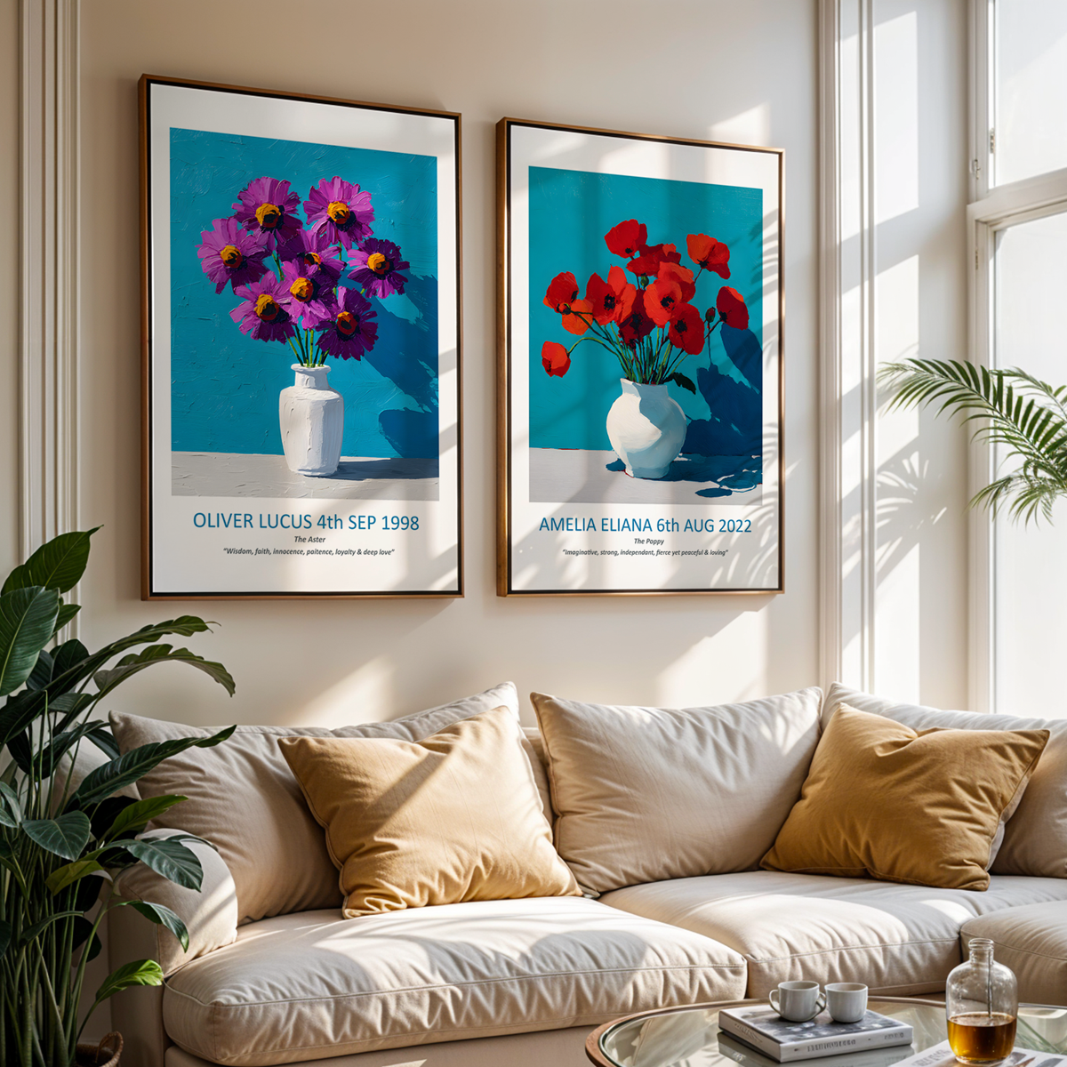 No.09 September Asters – Personalised Birth Month Flower Fine Art Print on Museum-Quality Paper