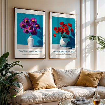 No.09 September Asters – Personalised Birth Month Flower Fine Art Print on Museum-Quality Paper