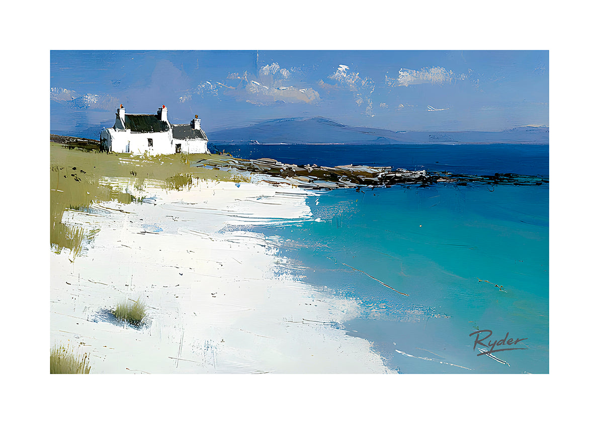 Donegal Coastal Cottage & Irish Wildflower Shore – Contemporary Landscape Art Print No.2