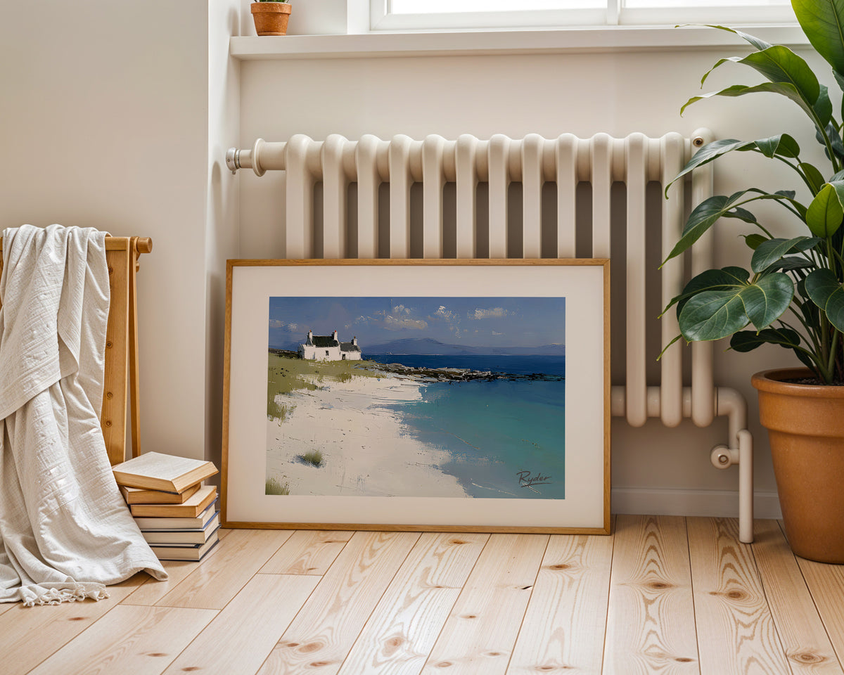 Donegal Coastal Cottage & Irish Wildflower Shore – Contemporary Landscape Art Print No.2