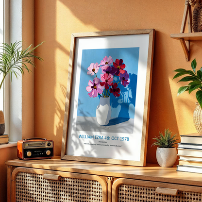 No.10 October Cosmos – Personalised Birth Month Flower Fine Art Print on Museum-Quality Paper