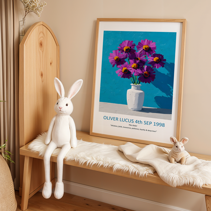 No.09 September Asters – Personalised Birth Month Flower Fine Art Print on Museum-Quality Paper