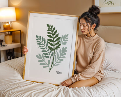 Botanical Fern Screen Print No.5 | Original Green Botanical Wall Art Print | Minimalist Nature Decor