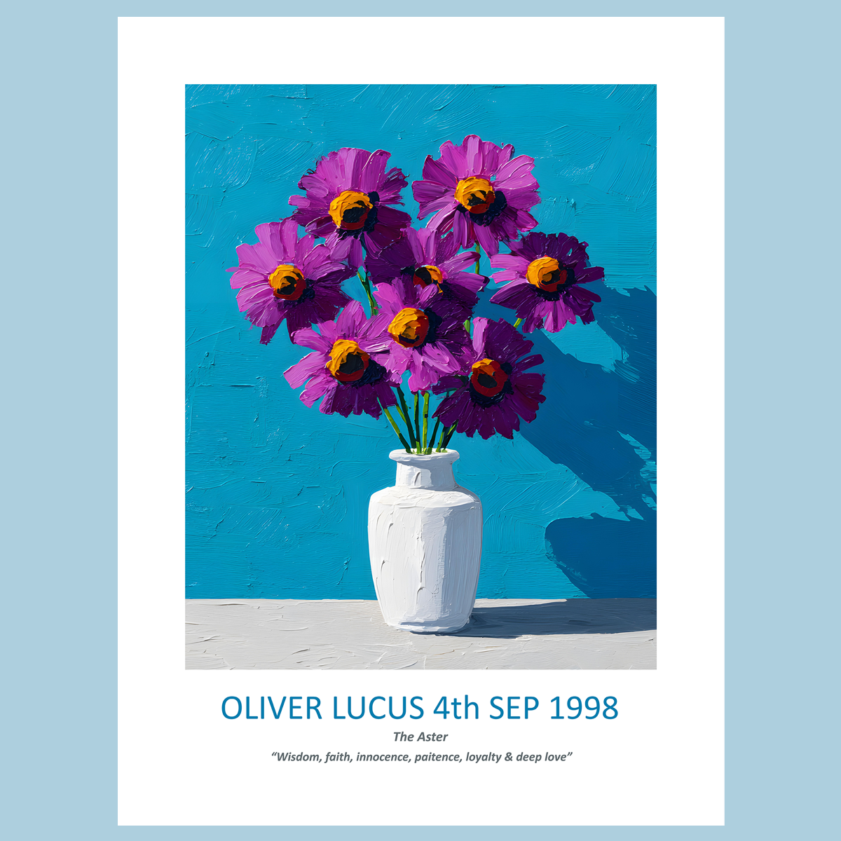 No.09 September Asters – Personalised Birth Month Flower Fine Art Print on Museum-Quality Paper