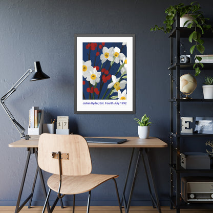 No.54 Personalised fine art flower print on museum gallery quality paper in high quality black wooden frame