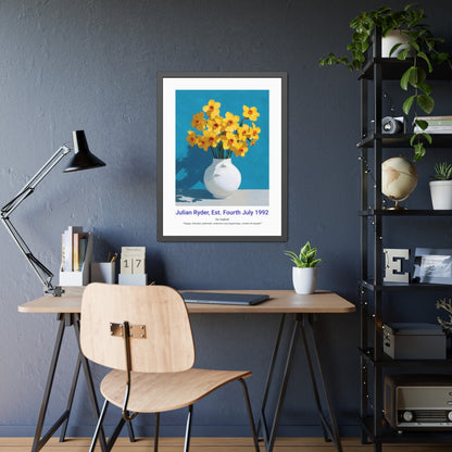 No.15 "March Daffodils", Personalised, birth month flower, fine art print on museum grade paper in high quality black wooden frame