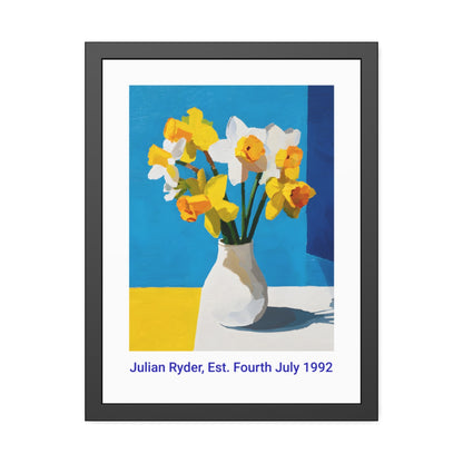 No.43 Personalised fine art flower print on museum gallery quality paper in high quality black wooden frame