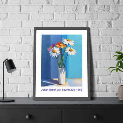 No.44 Personalised fine art flower print on museum gallery quality paper in high quality black wooden frame