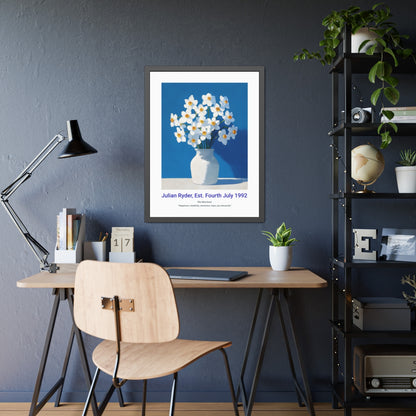 No.24 "December Narcissus", Personalised, birth month flower, fine art print on museum grade paper in high quality black wooden frame