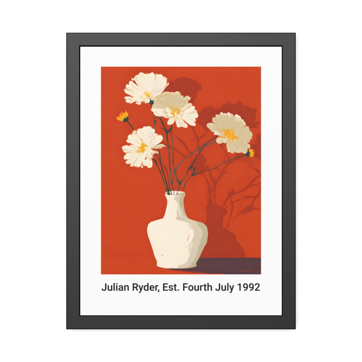No.46 Personalised fine art flower print on museum gallery quality paper in high quality black wooden frame