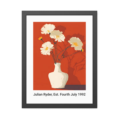 No.46 Personalised fine art flower print on museum gallery quality paper in high quality black wooden frame