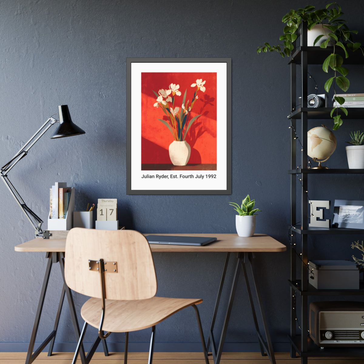 No.49 Personalised fine art flower print on museum gallery quality paper in high quality black wooden frame