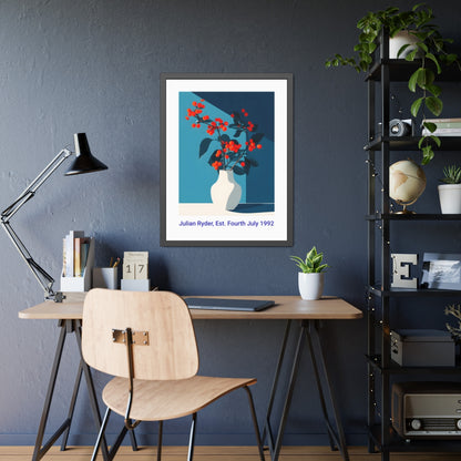No.45 Personalised fine art flower print on museum gallery quality paper in high quality black wooden frame