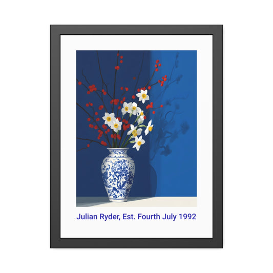 No.51 Personalised fine art flower print on museum gallery quality paper in high quality black wooden frame