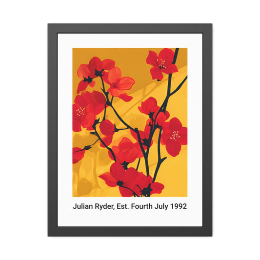 No.59 Personalised fine art flower print on museum gallery quality paper in high quality black wooden frame