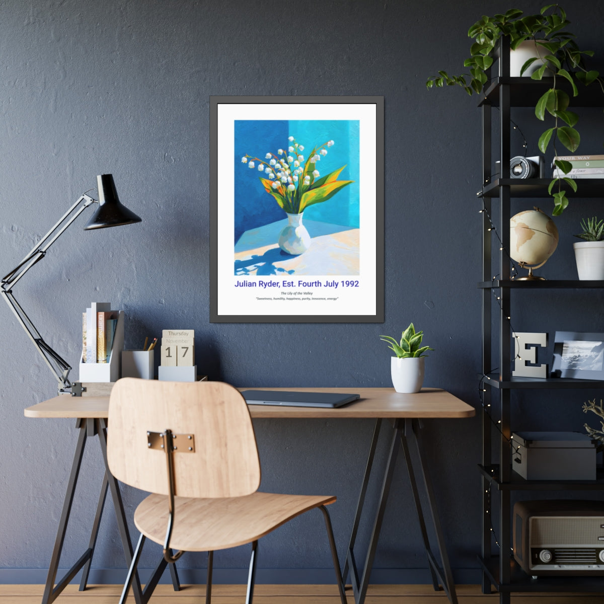 No.17 "May Lily of the Valley", Personalised, birth month flower, fine art print on museum grade paper in high quality black wooden frame