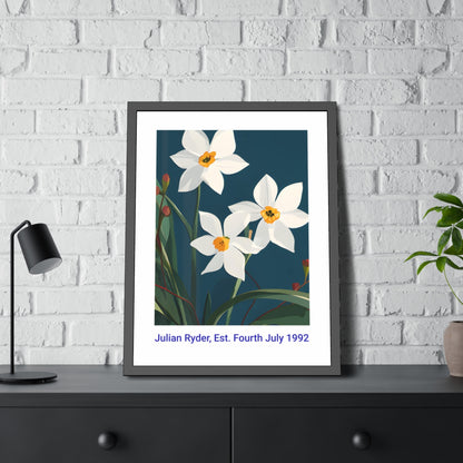 No.60 Personalised fine art flower print on museum gallery quality paper in high quality black wooden frame