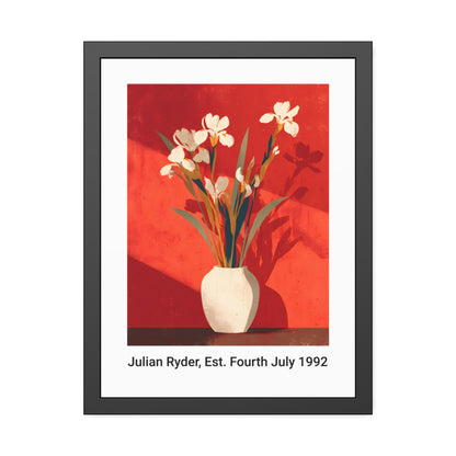 No.49 Personalised fine art flower print on museum gallery quality paper in high quality black wooden frame
