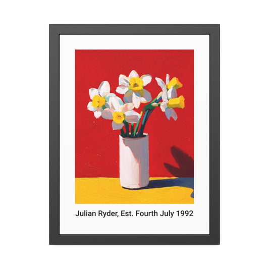 No.47 Personalised fine art flower print on museum gallery quality paper in high quality black wooden frame