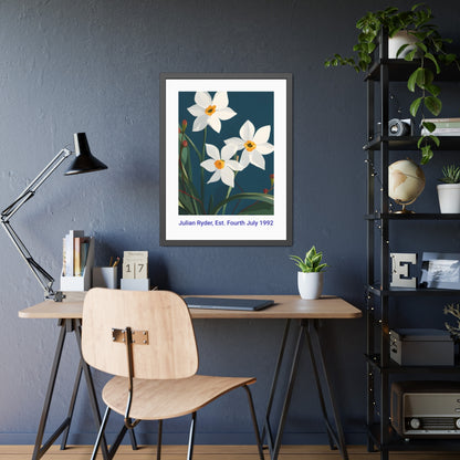 No.60 Personalised fine art flower print on museum gallery quality paper in high quality black wooden frame