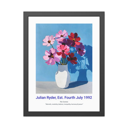 No.22 "October Cosmos", Personalised, birth month flower, fine art print on museum grade paper in high quality black wooden frame