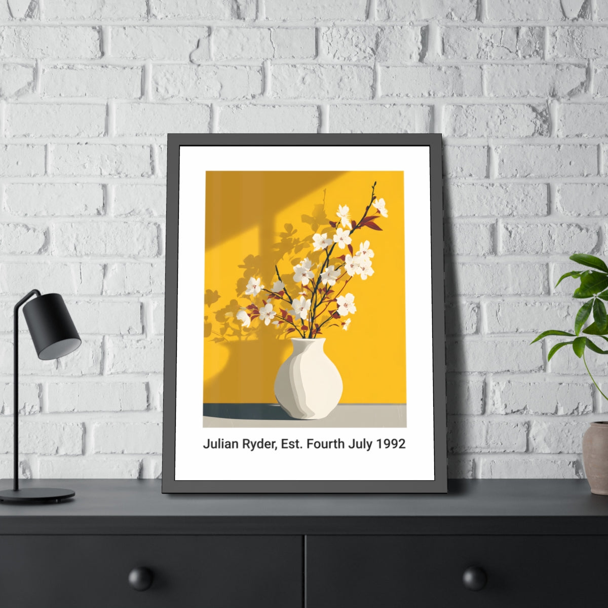 No.53 Personalised fine art flower print on museum gallery quality paper in high quality black wooden frame