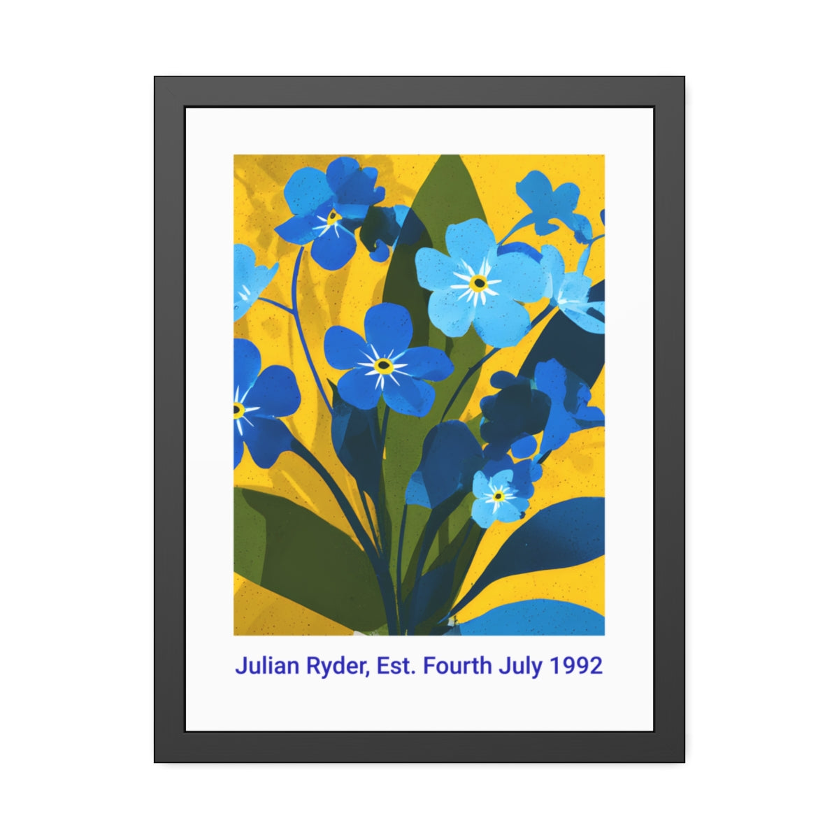 No.55 Personalised fine art flower print on museum gallery quality paper in high quality black wooden frame
