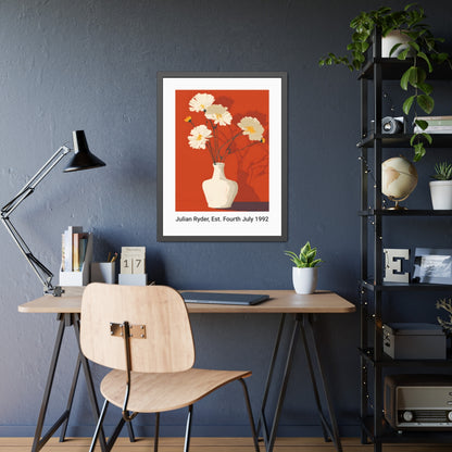 No.46 Personalised fine art flower print on museum gallery quality paper in high quality black wooden frame