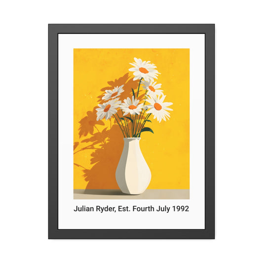 No.50 Personalised fine art flower print on museum gallery quality paper in high quality black wooden frame