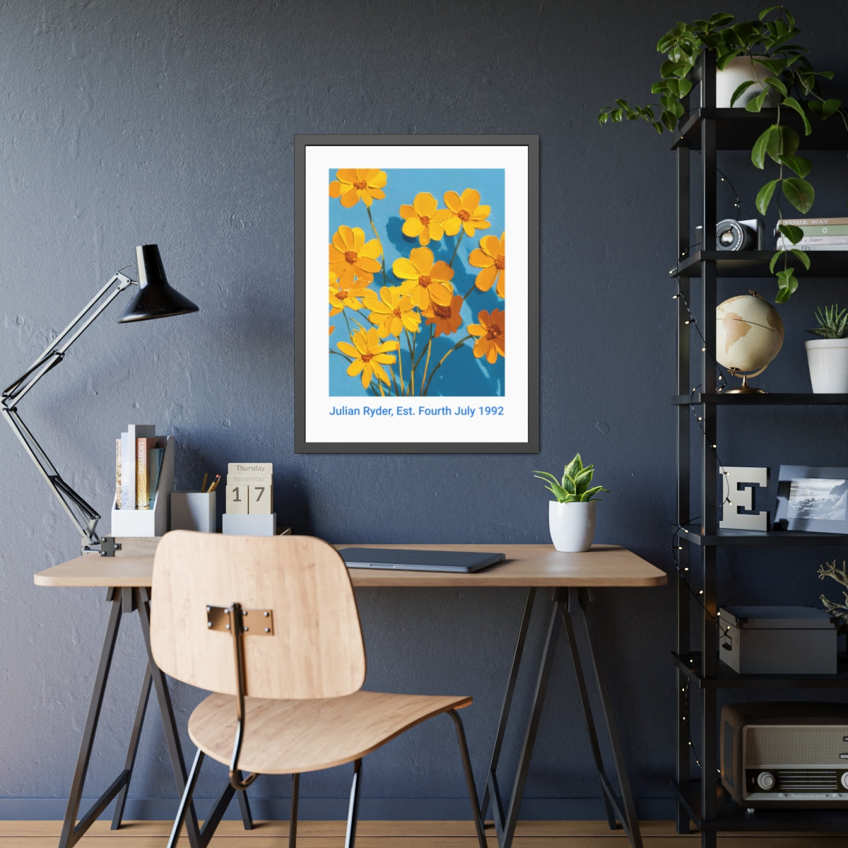 No.56 Personalised fine art flower print on museum gallery quality paper in high quality black wooden frame